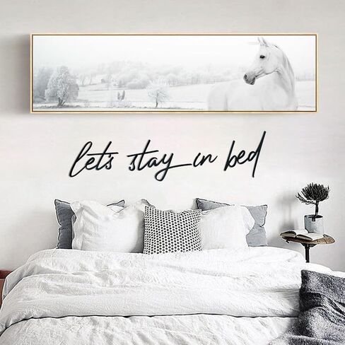 Let’s Stay in Bed Sign Metal Bedroom Wall Decor above Bed, Iron Letters Wall Hanging Art, Farmhouse Wall Art for Home Bedroom Apartment Office Hotel Decor, Black in Saudi Arabia