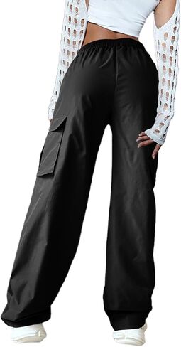popvil Women's High Waisted Cargo Pants Baggy Wide Leg Pants Flap Pockets Causal Pants in Saudi Arabia
