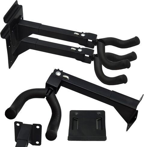 مجموعة من اثنين (2) حامل خطاف لشماعات الجيتار والآلات الوترية قابل للتعديل ~ يتم تركيبه بمسامير أو براغي أو يتضمن دعامة حائط قياسية 3 بوصات OC ~ مناسبة لتركيبات العرض في متجر البيع بالتجزئة in Kuwait