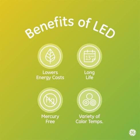 مصابيح GE Daylight LED Floodlight، 9 وات (ما يعادل 65 وات) ضوء منشط رائع، قاعدة متوسطة، داخلي، قابل للتعتيم (8 عبوات) in Kuwait