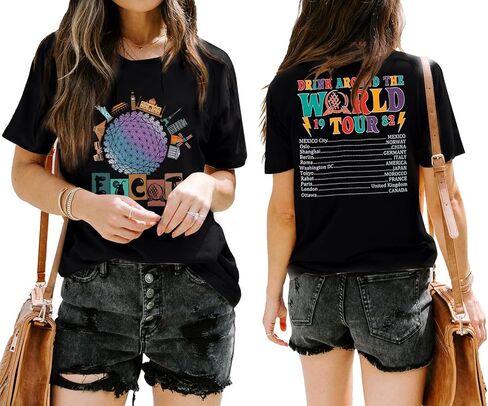Around The World Shirt Women Magic World Tour 1982 Graphic Tee Funny Traveler Vacation Short Sleeve Top in Kuwait