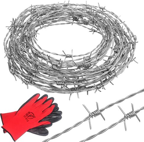 الأسلاك الشائكة 25 قدم 18 قياس الأسلاك الشائكة الحقيقية لفة 4 نقاط سياج الأسلاك الشائكة الساخنة تراجع الأسلاك الشائكة المجلفنة للحرف البيسبول والأسوار (25 قدم) in Kuwait