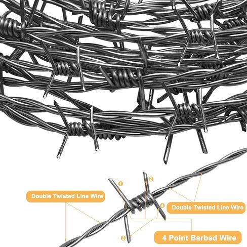 الأسلاك الشائكة 25 قدم 18 قياس الأسلاك الشائكة الحقيقية لفة 4 نقاط سياج الأسلاك الشائكة الساخنة تراجع الأسلاك الشائكة المجلفنة للحرف البيسبول والأسوار (25 قدم) in Kuwait