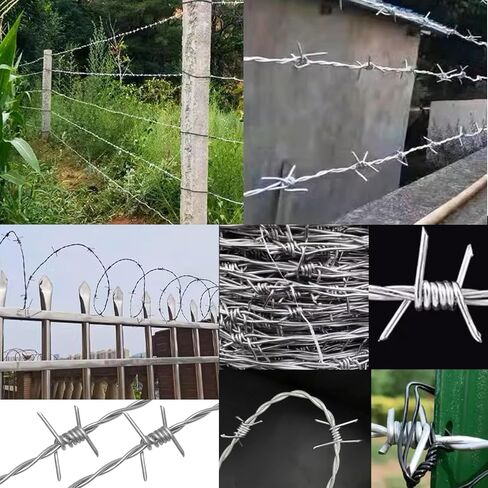 الأسلاك الشائكة 25 قدم 18 قياس الأسلاك الشائكة الحقيقية لفة 4 نقاط سياج الأسلاك الشائكة الساخنة تراجع الأسلاك الشائكة المجلفنة للحرف البيسبول والأسوار (25 قدم) in Kuwait