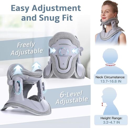دعامة الرقبة لتخفيف آلام عنق الرحم، نقالة للرقبة قابلة للتعديل لتخفيف العمود الفقري العنقي وتصحيح الوضع، تحافظ على ثبات الفقرات ومحاذاة، سهلة الارتداء، يمكن استخدامها في المنزل أو المكتب in Kuwait
