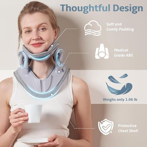 دعامة الرقبة لتخفيف آلام عنق الرحم، نقالة للرقبة قابلة للتعديل لتخفيف العمود الفقري العنقي وتصحيح الوضع، تحافظ على ثبات الفقرات ومحاذاة، سهلة الارتداء، يمكن استخدامها في المنزل أو المكتب in Kuwait