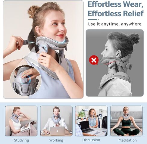 دعامة الرقبة لتخفيف آلام عنق الرحم، نقالة للرقبة قابلة للتعديل لتخفيف العمود الفقري العنقي وتصحيح الوضع، تحافظ على ثبات الفقرات ومحاذاة، سهلة الارتداء، يمكن استخدامها في المنزل أو المكتب in Kuwait