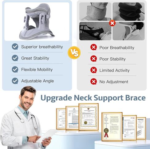 دعامة الرقبة لتخفيف آلام عنق الرحم، نقالة للرقبة قابلة للتعديل لتخفيف العمود الفقري العنقي وتصحيح الوضع، تحافظ على ثبات الفقرات ومحاذاة، سهلة الارتداء، يمكن استخدامها في المنزل أو المكتب in Kuwait