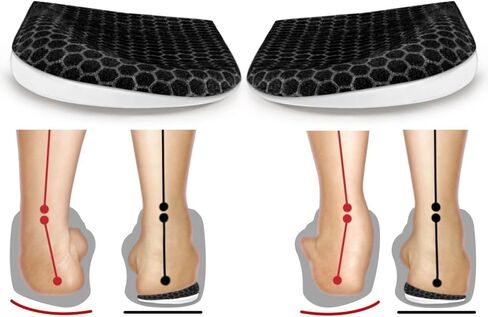 Corrective Insoles for Supination & Over-Pronation, Orthotics Medial & Lateral Heel Wedge Inserts for Foot Alignment, Bow Legs, Knee Pain (Black-2 Layers, L: Women 8-12/Men: 7.5-13) in Saudi Arabia