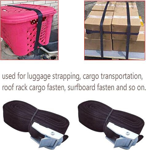 4PACK Black Lashing Straps Tie Down Strap with Heavy Duty Cam Lock Buckle with Zinc Alloy Lock Buckle, 2m x 25mm in Saudi Arabia