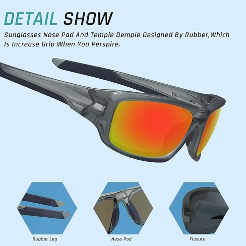 نظارات شمسية رياضية مستقطبة للرجال بإطار مرن لركوب الدراجات والجري والقيادة وصيد الأسماك والمشي لمسافات طويلة والرحلات in Kuwait