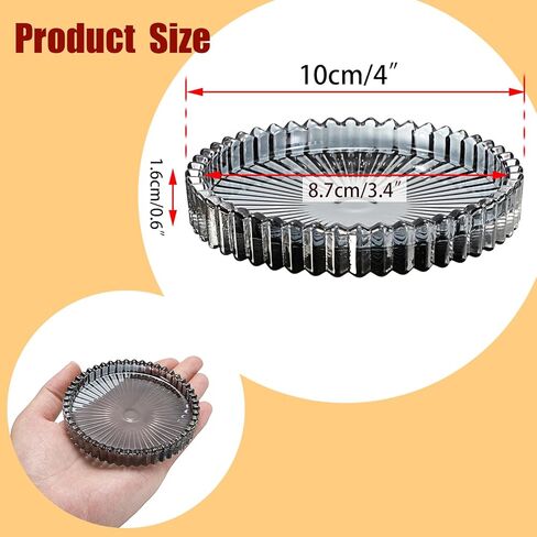 5 قطع من أطباق الشموع الزجاجية الشفافة من OWNMY مقاس 10.16 سم، قواعد شموع زجاجية عمودية، صواني شموع مستديرة، ألواح شموع عمودية زجاجية حديثة لقطع مركزية لطاولات الزفاف، باللون الأسود in Kuwait