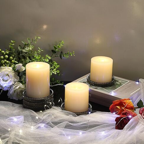 5 قطع من أطباق الشموع الزجاجية الشفافة من OWNMY مقاس 10.16 سم، قواعد شموع زجاجية عمودية، صواني شموع مستديرة، ألواح شموع عمودية زجاجية حديثة لقطع مركزية لطاولات الزفاف، باللون الأسود in Kuwait