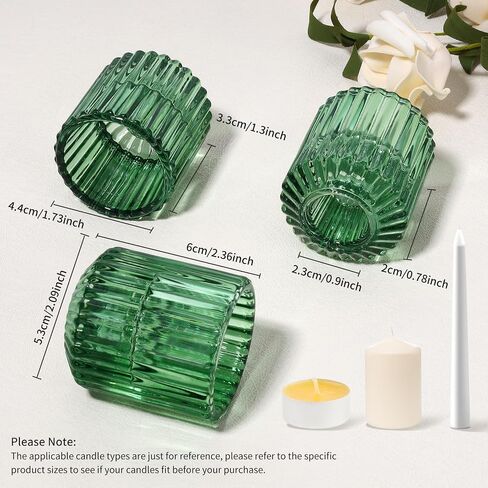 Glass Candle Holders Set of 6, 2 in 1 Tapered Candlestick Holders and Tealight Candle Holder, Clear Votive Candle Holders for Centerpiece Party Wedding Table Home Decoration (Green) in Saudi Arabia