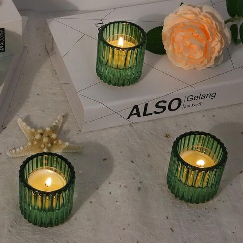 Glass Candle Holders Set of 6, 2 in 1 Tapered Candlestick Holders and Tealight Candle Holder, Clear Votive Candle Holders for Centerpiece Party Wedding Table Home Decoration (Green) in Saudi Arabia