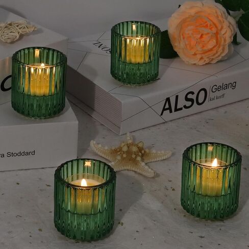 Glass Candle Holders Set of 6, 2 in 1 Tapered Candlestick Holders and Tealight Candle Holder, Clear Votive Candle Holders for Centerpiece Party Wedding Table Home Decoration (Green) in Saudi Arabia