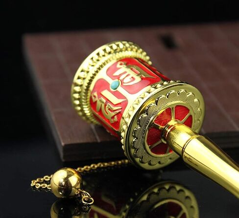 عجلة صلاة محمولة باليد، عجلة دوارة بوذية، عجلة صلاة صغيرة محمولة للبوذية التبتية - عجلة صلاة صغيرة بحجم الجيب للسفر (أحمر) in Kuwait