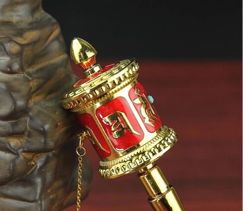 عجلة صلاة محمولة باليد، عجلة دوارة بوذية، عجلة صلاة صغيرة محمولة للبوذية التبتية - عجلة صلاة صغيرة بحجم الجيب للسفر (أحمر) in Kuwait