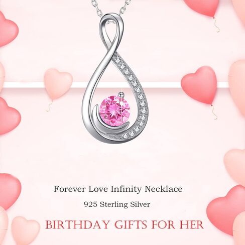 Dorella Valentines Day Birthday Gifts Forever Love Infinity Necklace for Wife Mom 925 Sterling Silver Pendant February March Birthstone Amethyst Aquamarine Jewelry for Women in Kuwait