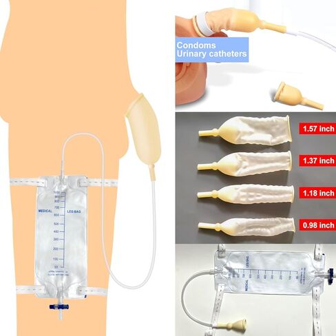 مجموعة 7 قطع من الواقي الذكري اللاتكس، ذاتية الغلق، ذاتية اللصق، سهلة الارتداء، حقيبة ساق 500 مل *1، كيس بول 2000 مل *1، تصريف سهل، لا ارتداد، لا تسرب (7 قطع/35 مم/1.38 بوصة) in Kuwait