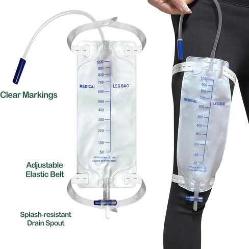 مجموعة 7 قطع من الواقي الذكري اللاتكس، ذاتية الغلق، ذاتية اللصق، سهلة الارتداء، حقيبة ساق 500 مل *1، كيس بول 2000 مل *1، تصريف سهل، لا ارتداد، لا تسرب (7 قطع/35 مم/1.38 بوصة) in Kuwait