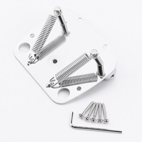 مجموعة جسر اهتزازات الجيتار Tremolo Vibrato لجيتار Fender Mustang، جسر خلفي مطلي بالنيكل وسبائك النحاس والزنك، جسر Fender Mustang Tremolo مع مقبض 6R، فضي in Saudi Arabia