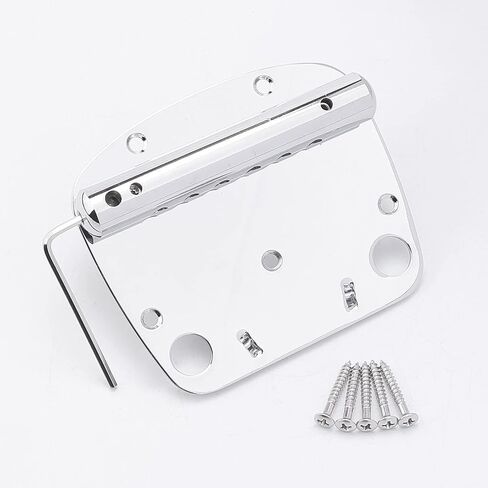 مجموعة جسر اهتزازات الجيتار Tremolo Vibrato لجيتار Fender Mustang، جسر خلفي مطلي بالنيكل وسبائك النحاس والزنك، جسر Fender Mustang Tremolo مع مقبض 6R، فضي in Saudi Arabia