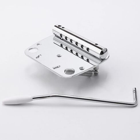 مجموعة جسر اهتزازات الجيتار Tremolo Vibrato لجيتار Fender Mustang، جسر خلفي مطلي بالنيكل وسبائك النحاس والزنك، جسر Fender Mustang Tremolo مع مقبض 6R، فضي in Saudi Arabia