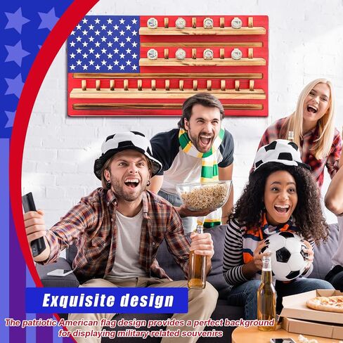 Championship Ring Wooden Display Case Baseball Ring Holder 4th of July Wall Mounted Display Case Patriotic Independence Day Display Rack for Award Souvenirs Wall Decor, 24 x 12 x 0.8 Inches in Saudi Arabia