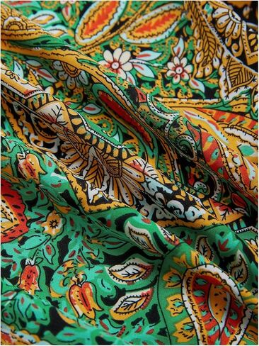 بلوزة SHENHE النسائية ذات الحجم الكبير بطباعة بيزلي بدون حمالات غير متماثلة وكشكشة بوهو in Kuwait