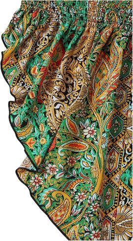 بلوزة SHENHE النسائية ذات الحجم الكبير بطباعة بيزلي بدون حمالات غير متماثلة وكشكشة بوهو in Kuwait