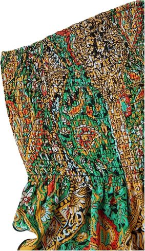 بلوزة SHENHE النسائية ذات الحجم الكبير بطباعة بيزلي بدون حمالات غير متماثلة وكشكشة بوهو in Kuwait