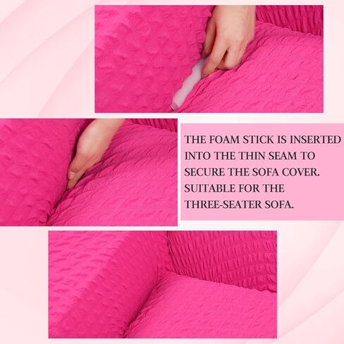 Hot Pink Couch Cover Stretch Pink Sofa Cover for 3 Cushion Sofa Slipcover with Skirt Durable Washable Universal High Elastic Furniture Protector for Kids Pets in Saudi Arabia