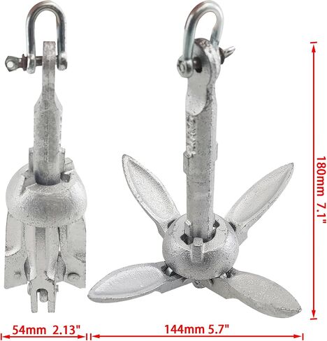 مرساة قوارب الكاياك المجلفنة القابلة للطي من ISURE MARINE 0.7 كجم/1.5 رطل - ملحقات القوارب لزوارق الكاياك والزوارق وألواح التجديف والحرف المائية الصغيرة in Saudi Arabia