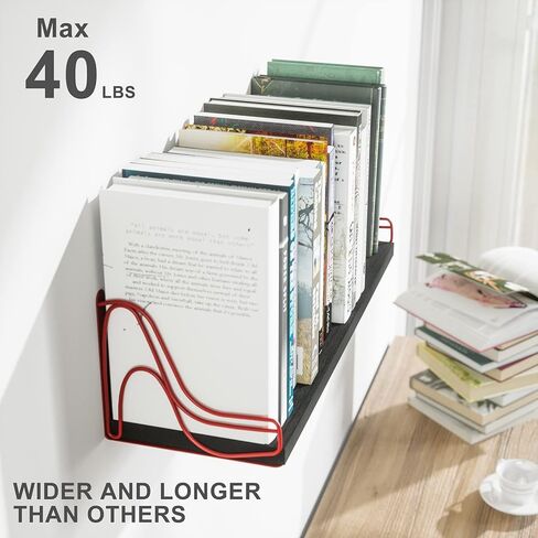 مجموعة أرفف عائمة من SRIWATANA مثبتة على الحائط مكونة من 3 قطع، رف خشبي للتخزين والديكور للحمام وغرفة النوم وغرفة المعيشة والمطبخ وغرفة الغسيل (أسود - أحمر) in Kuwait