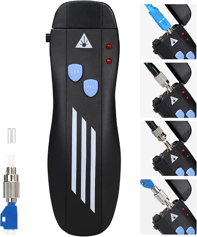 A-30G Fibe Visual Fault Locator Fiber Optic Kit 30KM VFL أدوات الألياف البصرية لاختبار كابل الشبكة جهاز اختبار كابل الألياف البصرية متر يتكيف مع واجهة LC/FC/SC/ST مع محول LC in Saudi Arabia