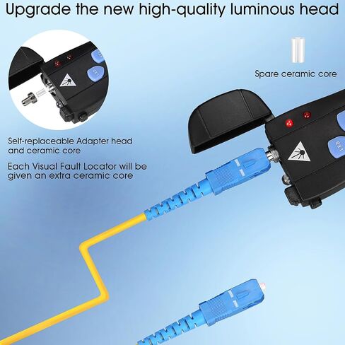 A-30G Fibe Visual Fault Locator Fiber Optic Kit 30KM VFL أدوات الألياف البصرية لاختبار كابل الشبكة جهاز اختبار كابل الألياف البصرية متر يتكيف مع واجهة LC/FC/SC/ST مع محول LC in Saudi Arabia