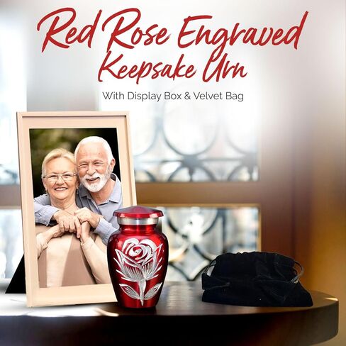 جرة تذكار حمراء للرماد البشري - جرة وردية صغيرة للرماد للنساء والرجال - جرة أطفال للأولاد والبنات - جرة صغيرة للرماد تكريم أحبائك مع جرة صغيرة حمراء - جرة حمراء للإناث والذكور in Kuwait