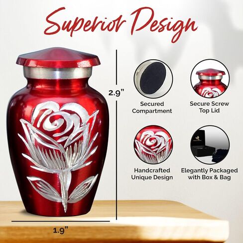 جرة تذكار حمراء للرماد البشري - جرة وردية صغيرة للرماد للنساء والرجال - جرة أطفال للأولاد والبنات - جرة صغيرة للرماد تكريم أحبائك مع جرة صغيرة حمراء - جرة حمراء للإناث والذكور in Kuwait