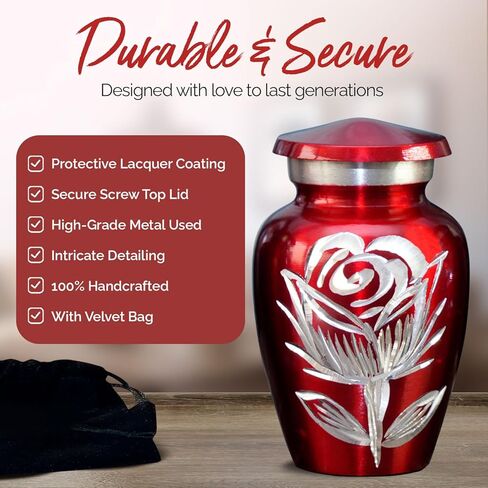 جرة تذكار حمراء للرماد البشري - جرة وردية صغيرة للرماد للنساء والرجال - جرة أطفال للأولاد والبنات - جرة صغيرة للرماد تكريم أحبائك مع جرة صغيرة حمراء - جرة حمراء للإناث والذكور in Kuwait