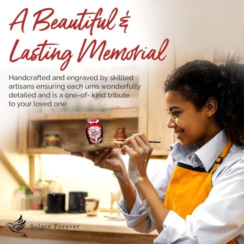 جرة تذكار حمراء للرماد البشري - جرة وردية صغيرة للرماد للنساء والرجال - جرة أطفال للأولاد والبنات - جرة صغيرة للرماد تكريم أحبائك مع جرة صغيرة حمراء - جرة حمراء للإناث والذكور in Kuwait