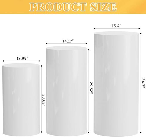 حامل أسطواني معدني من Wokceer للحفلات باللون الأبيض، 3 مجموعات من طاولات أسطوانية حامل بقاعدة للحفلات، عرض أعمدة القاعدة، الحلوى لحفلات الزفاف، وحفلات أعياد الميلاد، وديكور فني in Kuwait