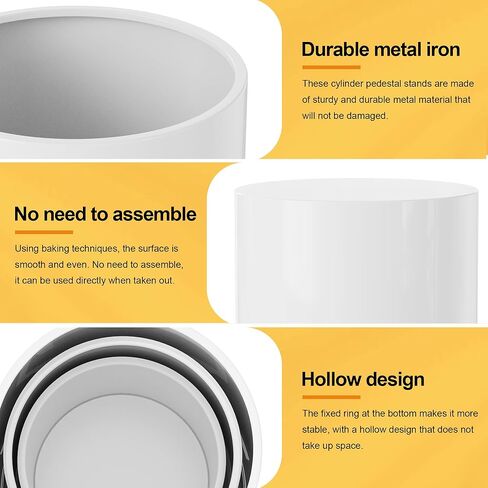 حامل أسطواني معدني من Wokceer للحفلات باللون الأبيض، 3 مجموعات من طاولات أسطوانية حامل بقاعدة للحفلات، عرض أعمدة القاعدة، الحلوى لحفلات الزفاف، وحفلات أعياد الميلاد، وديكور فني in Kuwait