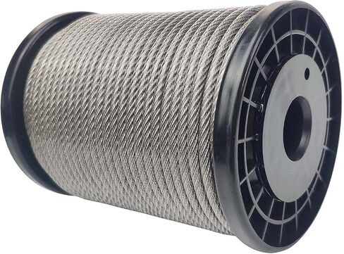 حبل سلك كابل مطلي بالفينيل 100 قدم 1/8 بوصة (3 مم) 304 من الفولاذ المقاوم للصدأ 7 × 7 طلاء PVC قياسي 4/25 بوصة للتزيين في الهواء الطلق، الحديقة، المطبخ، المنزل، الفن، الحرف اليدوية in Kuwait