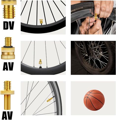 19Pcs Bicycle Valve Adapter Kits, Bike Tire Valve Adapter includes Ball Pump Needles Inflatable Needles Air Pump Needles Caps for All Bike, Sports Ball and Inflatable Equipment in Saudi Arabia
