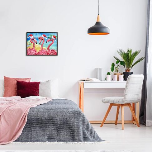 Stupell Industries Holiday Lights Flamingos Beach Framed Wall Art, Design by Paul Brent in Saudi Arabia