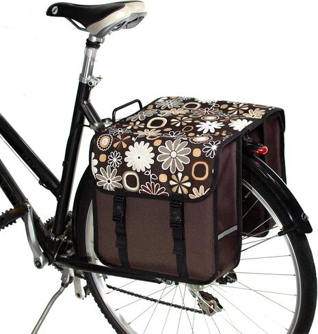 BikyBag Classic - Bike Double Bag, Stylish and Colorful Double Panniers (Brown Daisy) in Saudi Arabia