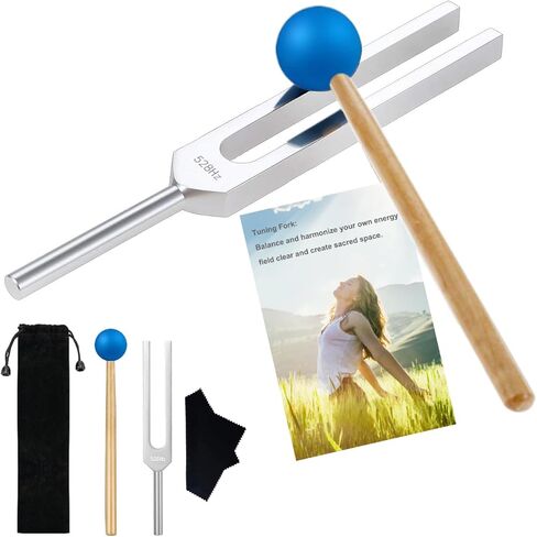 Tuning Fork for Healing and Health, 528 Hz Music Tuning Folk Set for DNA Repair Reliever Stress, with Silicone Hammer and Cleaning Cloth (528 Hz) in Saudi Arabia