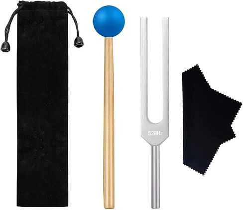 Tuning Fork for Healing and Health, 528 Hz Music Tuning Folk Set for DNA Repair Reliever Stress, with Silicone Hammer and Cleaning Cloth (528 Hz) in Saudi Arabia