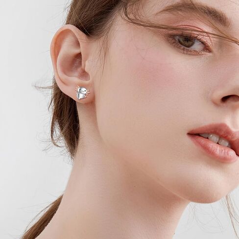 LUHE Animal Stud Earrings Sterling Silver Penguin/Paw Print/Panda/Dinosaur/Cow/Cat/Bee/Pig Stud Earrings Animal Earrings for women Girls in Saudi Arabia